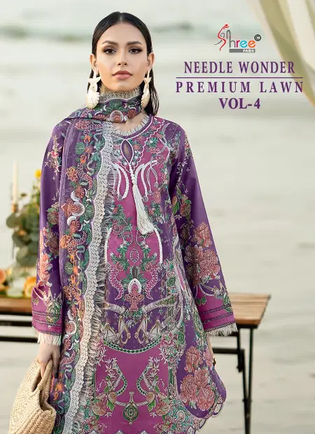 Needle Wonder Premium Lawn Vol 4 By Shree Cotton Dupatta Cotton Pakistani Suits